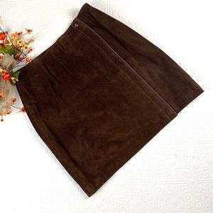 Vintage Silverleaf Brown Suede Leather Skirt SZ L